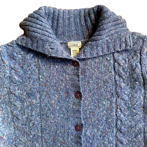 LL Bean Wool Blend Collared Button Down Cardigan Periwinkle Sz M - Picture 4 of 6